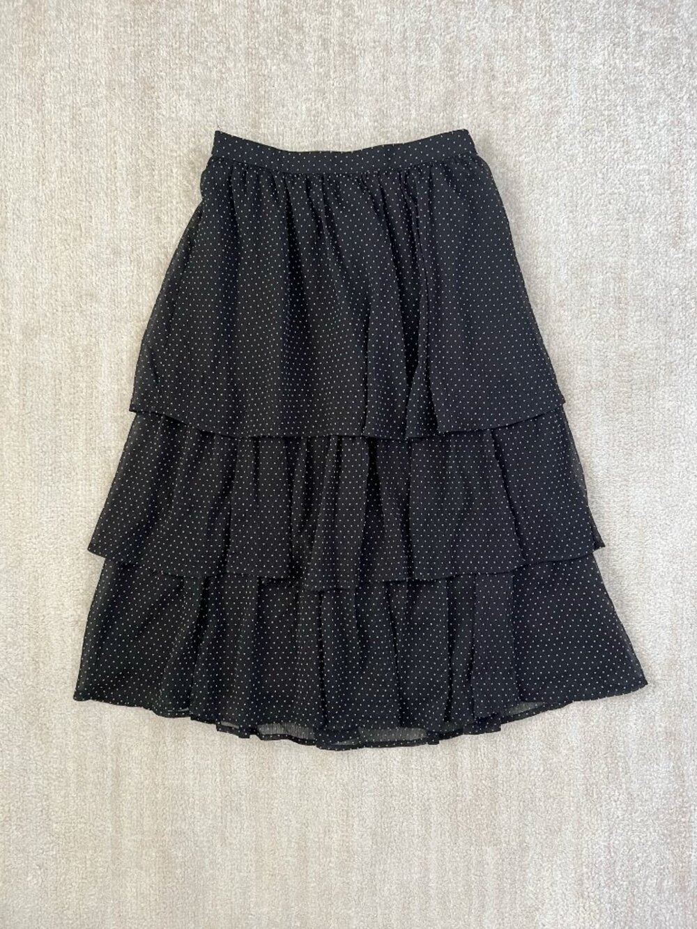 J. Crew Factory Ruffle Tiered Midi Skirt XS Polka Dot